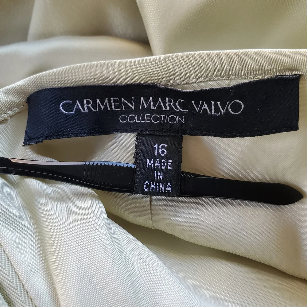 ♧ Carmen Marc Valvo Green Satin Mermaid Formal Skirt Size 16